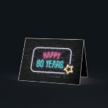 Carte Neon 60th Birthday Marquee On Brick Card<br><div class="desc">Panneau de néon brillant avec une étoile sur brique foncée pour 60ème anniversaire.</div>