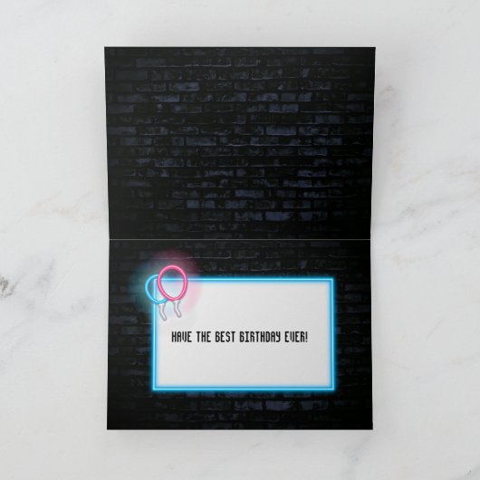 Carte Neon 75th Birthday Sign On Brick Card (Intérieur)