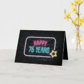 Carte Neon 75th Birthday Sign On Brick Card (Fleur jaune)