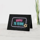 Carte Neon 75th Birthday Sign On Brick Card (Devant)