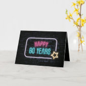 Carte Neon 80th Birthday Marquee On Brick Card (Fleur jaune)