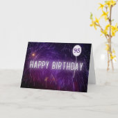 Carte néon 95e anniversaire signe et ballon en feu d'art (Fleur jaune)