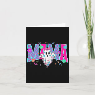 Carte Neon À damiers Halloween Ghost Mama Costume maman