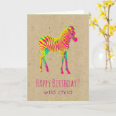 Carte Neon Baby Zebra Psychedelic Funky Retro Anniversai (Fleur jaune)