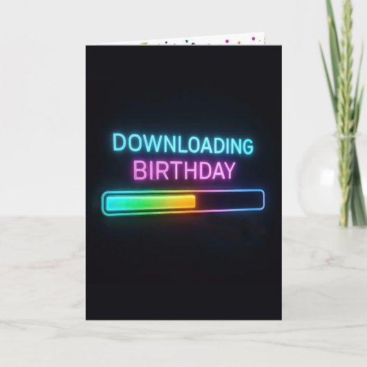 Carte Neon Birthday Computer Downloading Bar (Devant)