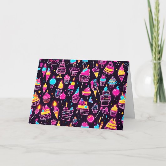 Carte Neon Birthday Sweets (Devant)