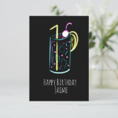 Carte Neon Boisson Anniversaire Fête Noir (Debout devant)