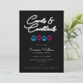 Carte Neon & Cocktails Invitation Anniversaire (Debout devant)