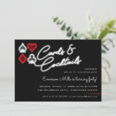 Carte Neon & Cocktails Invitation Anniversaire (Debout devant)