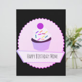 Carte Neon Cupcake Bonne Bannière d'anniversaire (Debout devant)