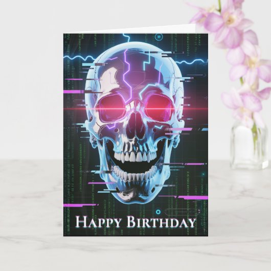 Carte Neon Cyber Skull : Overlord numérique (Orchidée)