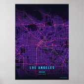 Carte néon de Los Angeles Impression d'art mural A (Devant)
