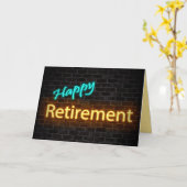 Carte neon happy retirement sign on brick (Fleur jaune)