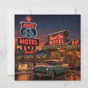 Carte Neon Motel Route 66 Vœux de Noël
