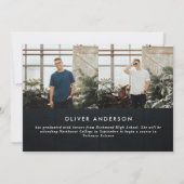 Carte néon noir blanc félicitations photo moderne (Dos)