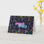 Carte Neon Purim (Fleur jaune)