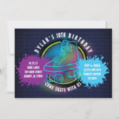 Carte NEON ROLLER SKATING GLOW NEON GREEN Birthday Party (Devant)