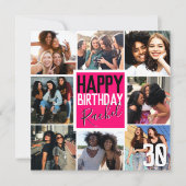 Carte Neon rose moderne amis photo Collage Anniversaire (Devant)