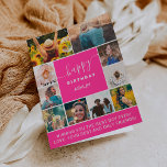 Carte Neon rose simple anniversaire 10 photo collage gri<br><div class="desc">Grille de collage photo moderne rose néon saumon rose10 avec couleurs éditables et typographie moderne.</div>