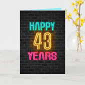 Carte néon signe sur brique pour 43ème anniversaire (Fleur jaune)