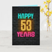 Carte néon signe sur brique pour 53ème anniversaire (Fleur jaune)