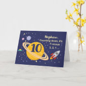 Carte Nephew 10th Birthday Planets in Outer Space (Fleur jaune)