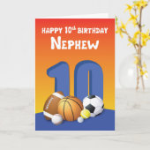 Carte Nephew 10th Birthday Sports Balls (Fleur jaune)