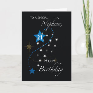 Carte Nephew 21e anniversaire Star Inspirational Blue Bl