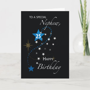 Carte Nephew 25th Birthday Star Inspirational Blue Black