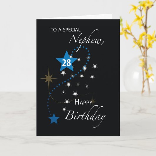 Carte Nephew 28e anniversaire Star Inspirational Blue Bl (Fleur jaune)
