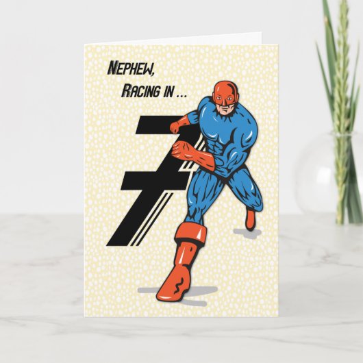 Carte Nephew 7e anniversaire Superhero (Devant)