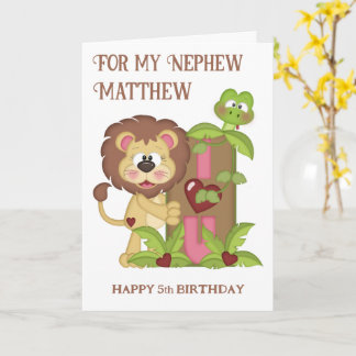 Carte Nephew Cute Lion Cinquième Voeux Anniversair