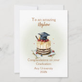 Carte Nephew Graduation Cap and Cake Congratulations (Devant)