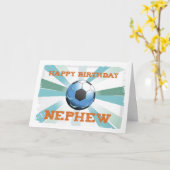 Carte Nephew Soccer Anniversaire avec Ball, Orange sur T (Fleur jaune)