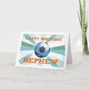 Carte Nephew Soccer Anniversaire avec Ball, Orange sur T