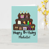 Carte Nerdy Birthday Réseau neuronal (Fleur jaune)