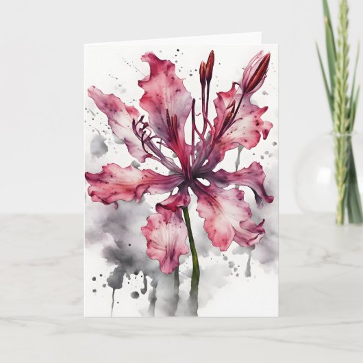 Carte Nerine - Fleurs aquarelles (Devant)