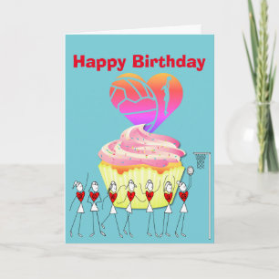 Carte Netball Coeur et positions Joyeux anniversaire