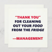 Carte Nettoyage de frigo drôle Merci humour de bureau (Devant / Derrière)