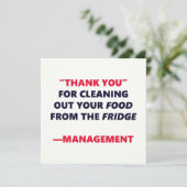 Carte Nettoyage de frigo drôle Merci humour de bureau (Debout devant)