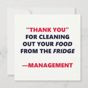 Carte Nettoyage de frigo drôle Merci humour de bureau