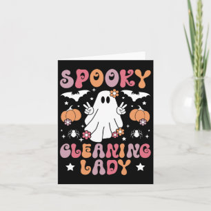 Carte Nettoyage éffrayant Lady Halloween ménage Cleane