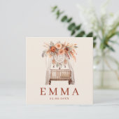 Carte Neutraal Boho Wieg Bloemen  Aardetinten geboorte (Debout devant)