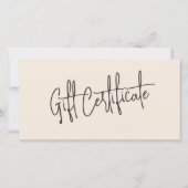 Carte Neutral Beige Hair Salon Logo Gift Certificates (Devant)