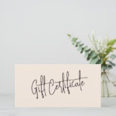 Carte Neutral Beige Hair Salon Logo Gift Certificates (Debout devant)