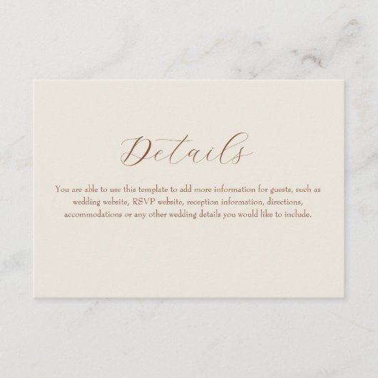 Carte Neutral Cream Mariage Détails (Devant)