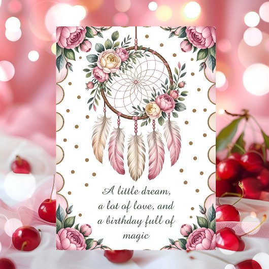 Carte Neutral Floral Bohemian Birthday