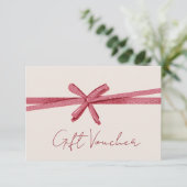 Carte Neutral pink Ribbon On Beige gift certificate (Debout devant)