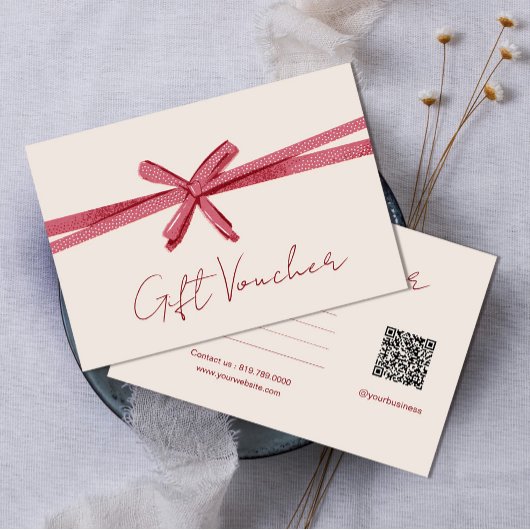 Carte Neutral pink Ribbon On Beige gift certificate