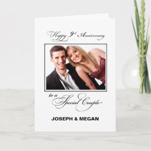 Carte Neuvième anniversaire de mariage nom/photo personn